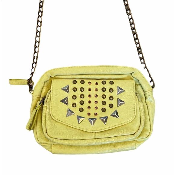 XHILARATION Yellow Studded Chain Cross Body Bag - Picture 2 of 7